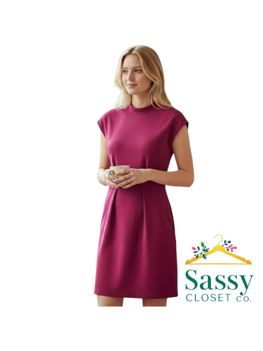 ✨ CLOSET LONDON Plum Cap Sleeve Pencil Dress NWT 6 Wedding Guest 🥂